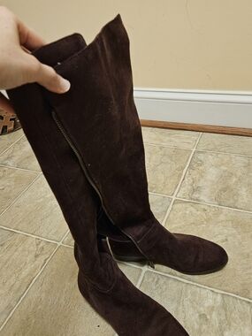 Michael Kors Dark Brown Suede Over-the-Knee Zip Boots